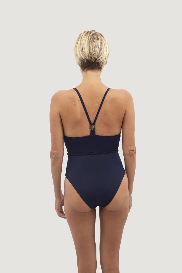 1 People Princess Cut Spaghetti Strap Navy One Piece Swimsuit