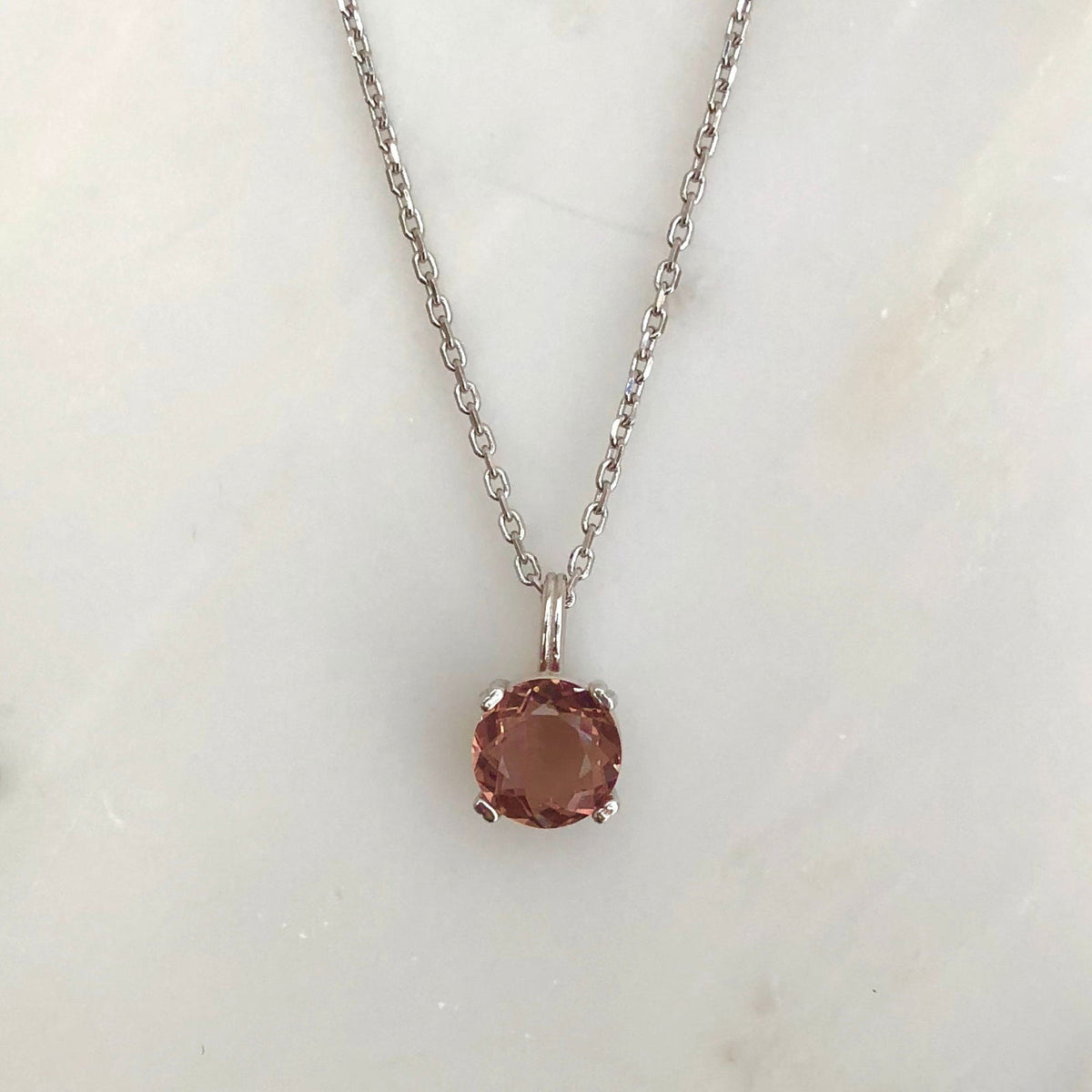 Necklace with colour changing Zultanite gem Silver Small Pink