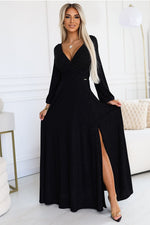 Nela Loose Sleeve Slit Maxi Dress | Numoco Black