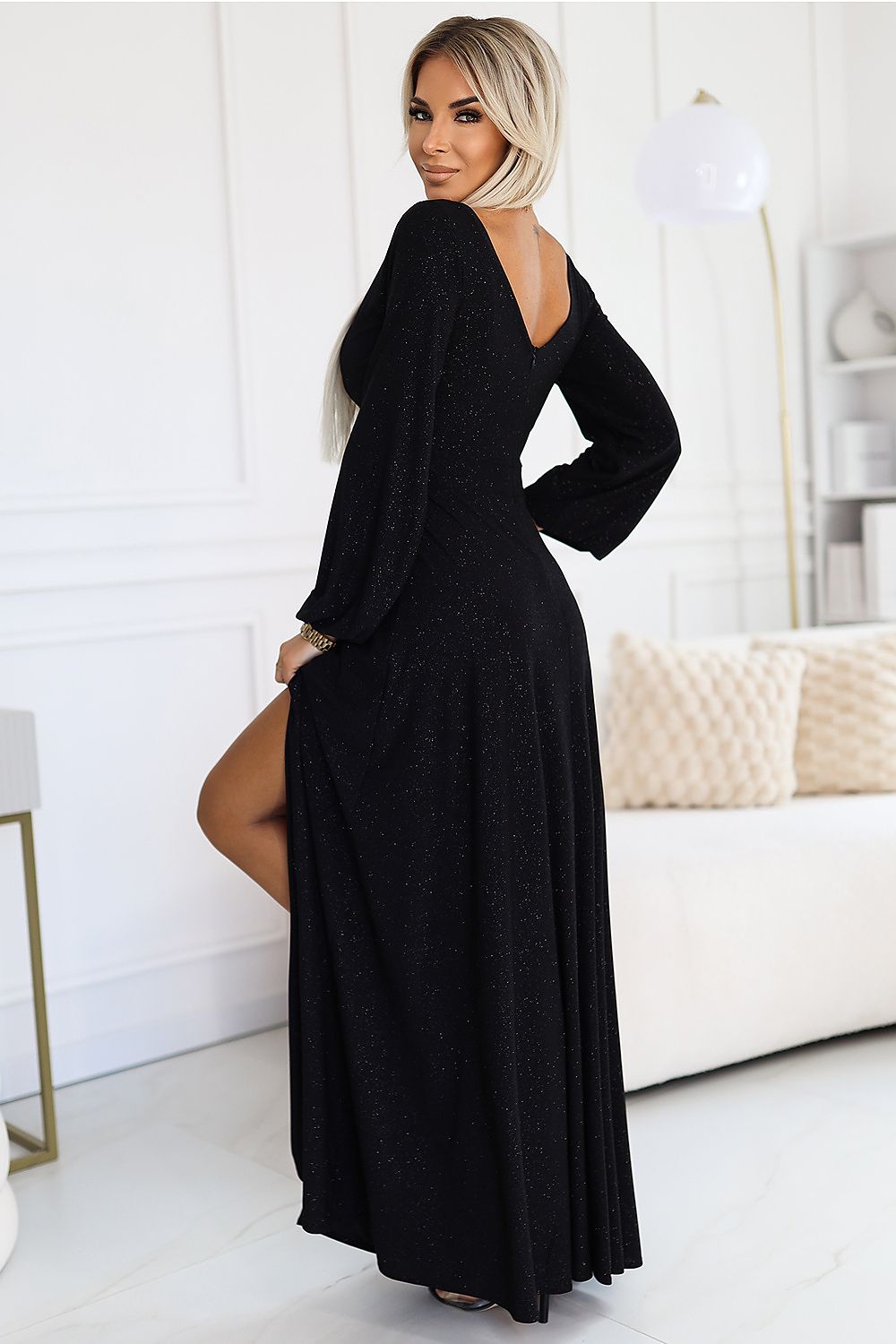 Nela Loose Sleeve Slit Maxi Dress | Numoco