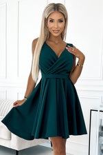 Numoco Asymmetrical Cocktail Dress in Pink, Green, or Multicolour Floral Pattern green