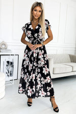 Numoco Chiffon Pleated Midi Cocktail Dress black one-size-fits-all