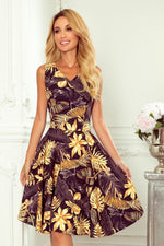 Numoco Flared Cocktail Dress with Heart-Shaped Neckline multicolor