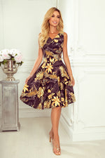 Numoco Flared Cocktail Dress with Heart-Shaped Neckline