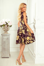 Numoco Flared Cocktail Dress with Heart-Shaped Neckline
