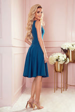 Numoco Flared Cocktail Dress with Heart-Shaped Neckline