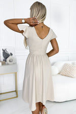 Numoco Flared Envelope Neckline Evening Dress