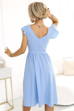 Numoco Flared Envelope Neckline Evening Dress