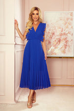 Numoco Chiffon Pleated Dress with Zipper