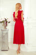 Numoco Chiffon Pleated Dress with Zipper