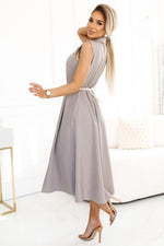 Numoco Midi Flared Sleeveless Dress with Belt