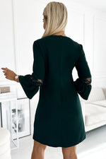Numoco Margaret Flared Sleeve Cocktail Dress with Lace Insert