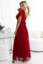 Numoco Nastia Red Mini Tulle Short Sleeve Dresses with Padded Cups