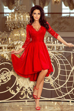 Numoco Nicolle Lace Asymmetrical 3/4 Sleeve Dress