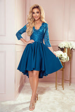 Numoco Nicolle Lace Asymmetrical 3/4 Sleeve Dress