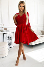 Numoco Nicolle Lace Asymmetrical 3/4 Sleeve Dress