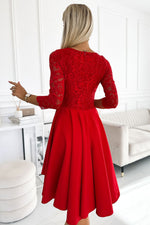 Numoco Nicolle Lace Asymmetrical 3/4 Sleeve Dress