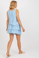 Och Bella Sleeveless Summer Daydress with Round Neckline and Ruffles