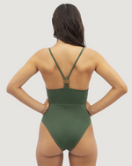 1 People Princess Cut Spaghetti Strap One Piece Swimsuit Green Seaweed