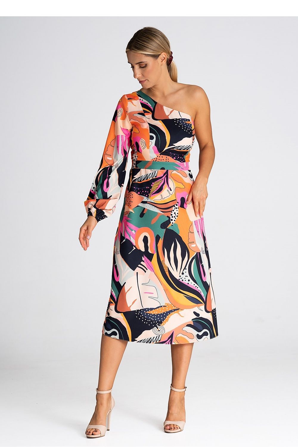 One Shoulder Full Sleeve Cocktail Dress | Figl
