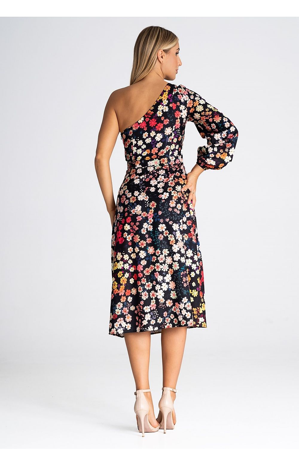 One Shoulder Full Sleeve Cocktail Dress | Figl