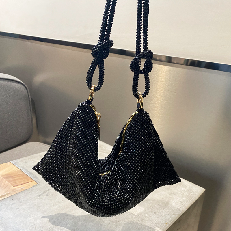 Ophelia Luxury Niche Design Diamond-Studded Handbag Black