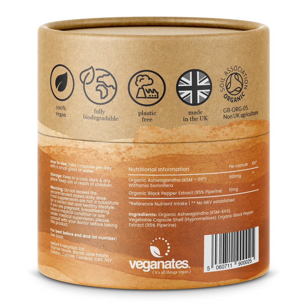 Organic Ashwagandha KSM-66 | 500mg Vegan Capsules | 60 Capsules 2 Months Supply