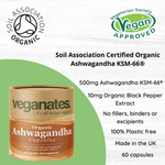 Organic Ashwagandha KSM-66 | 500mg Vegan Capsules | 60 Capsules 2 Months Supply