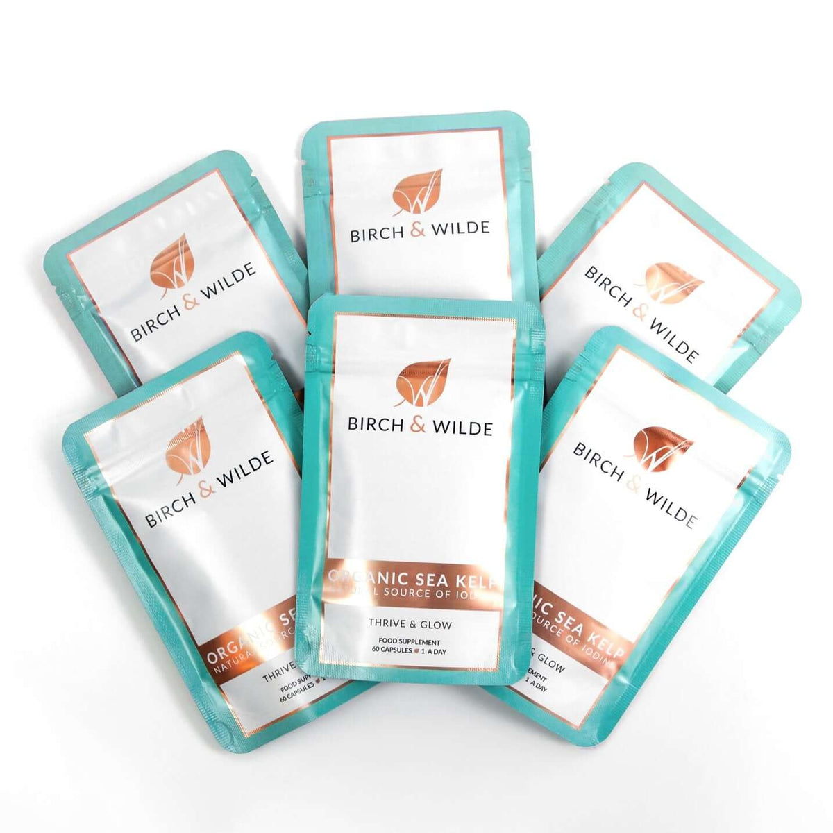 Organic Sea Kelp Supplement Capsules x 60 | Natural Iodine | 2 Month Refill Pouch 6 pouch bundle (12 months)