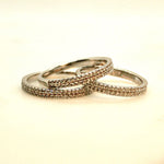 Pave-set Ring with 2 Rows Small Clear Zircon Stones