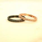 Pave-set Ring with 2 Rows Small Clear Zircon Stones