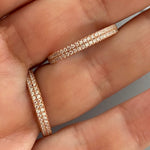 Pave-set Ring with 2 Rows Small Clear Zircon Stones