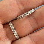 Pave-set Ring with 2 Rows Small Clear Zircon Stones Silver Silver