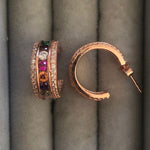 Rainbow Coloured Zircon Rose Gold Earrings