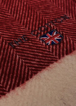 Red & White Herringbone lambswool Fringe Scarf