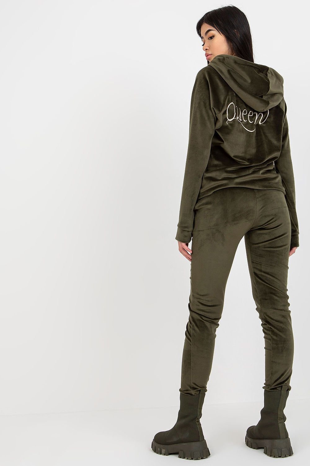Relevance Ladies’ Velour Loungewear Set with Embroidered Sweatshirt and Tie-Waist Pants