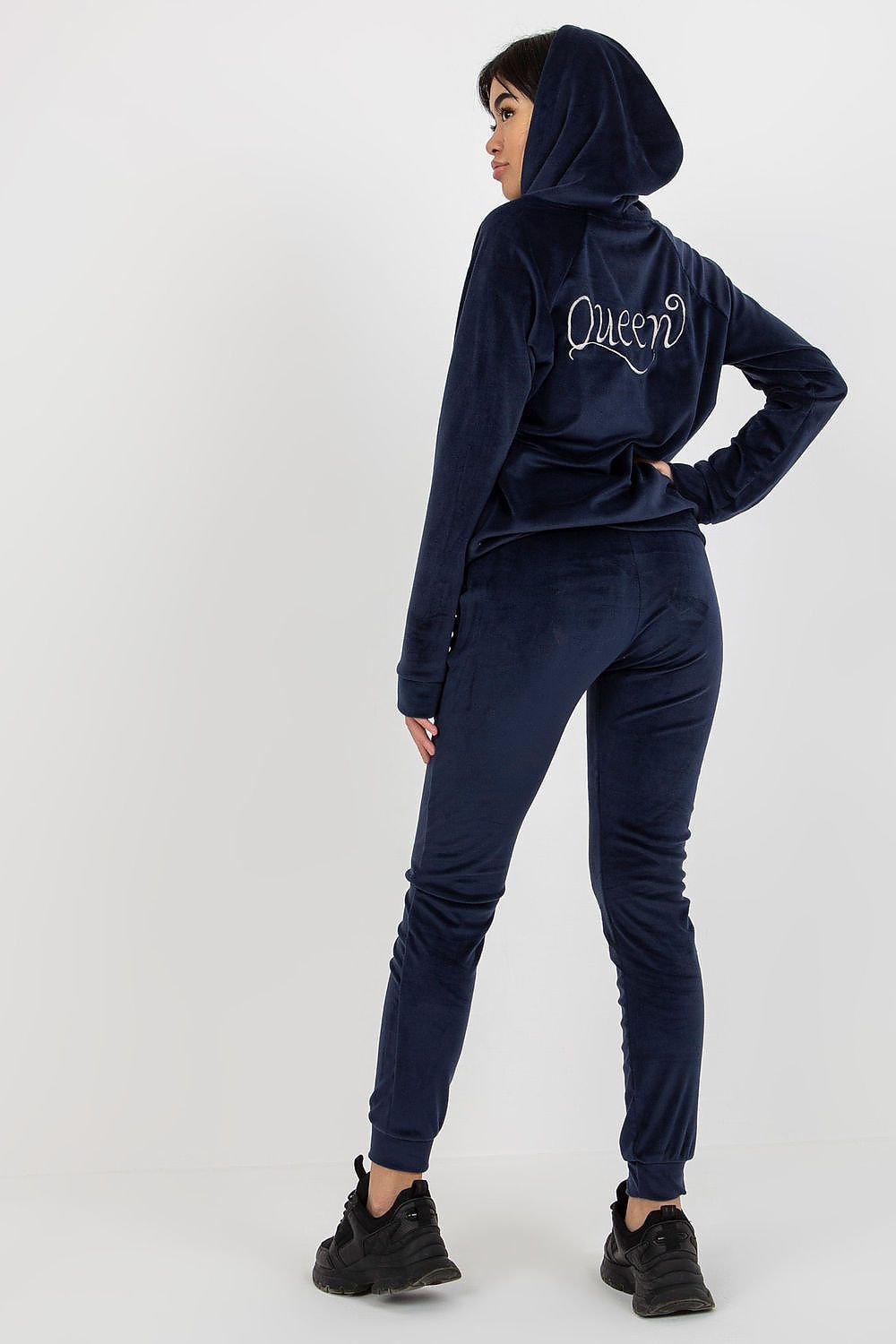 Relevance Ladies’ Velour Loungewear Set with Embroidered Sweatshirt and Tie-Waist Pants