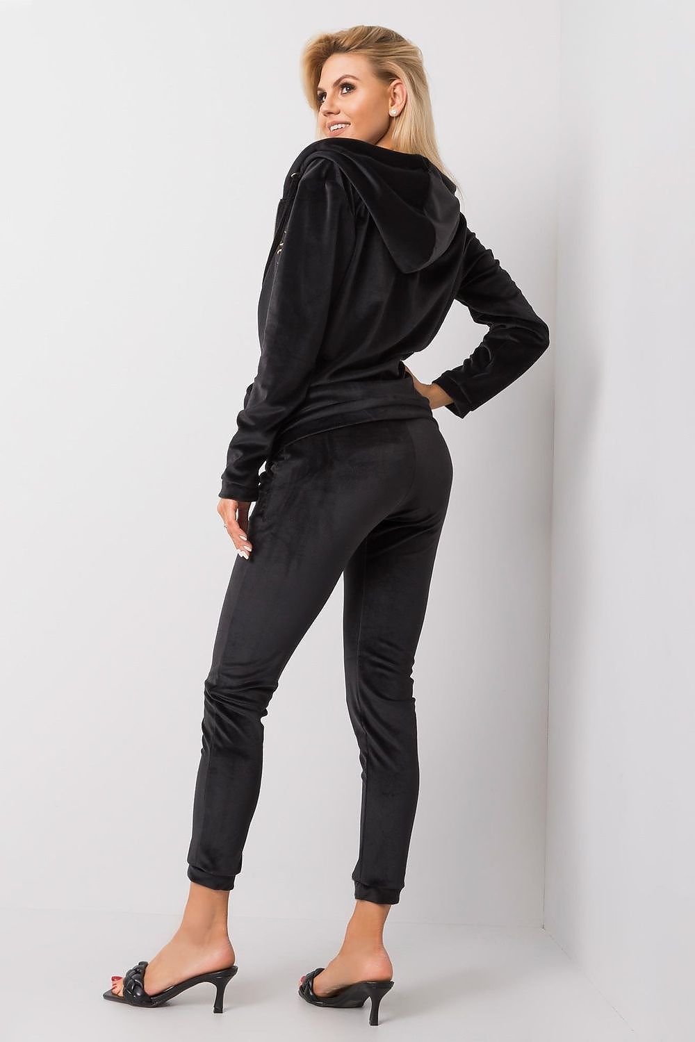 Relevance Velour Loungewear Set with Zip-Up Sweatshirt and Tie-Waist Pants