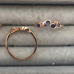 Ring with 4 dark blue stones Rose gold plated silver