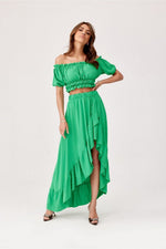 Roco Fashion Asymmetrical Blouse and Skirt Co-Ord Set with Frills