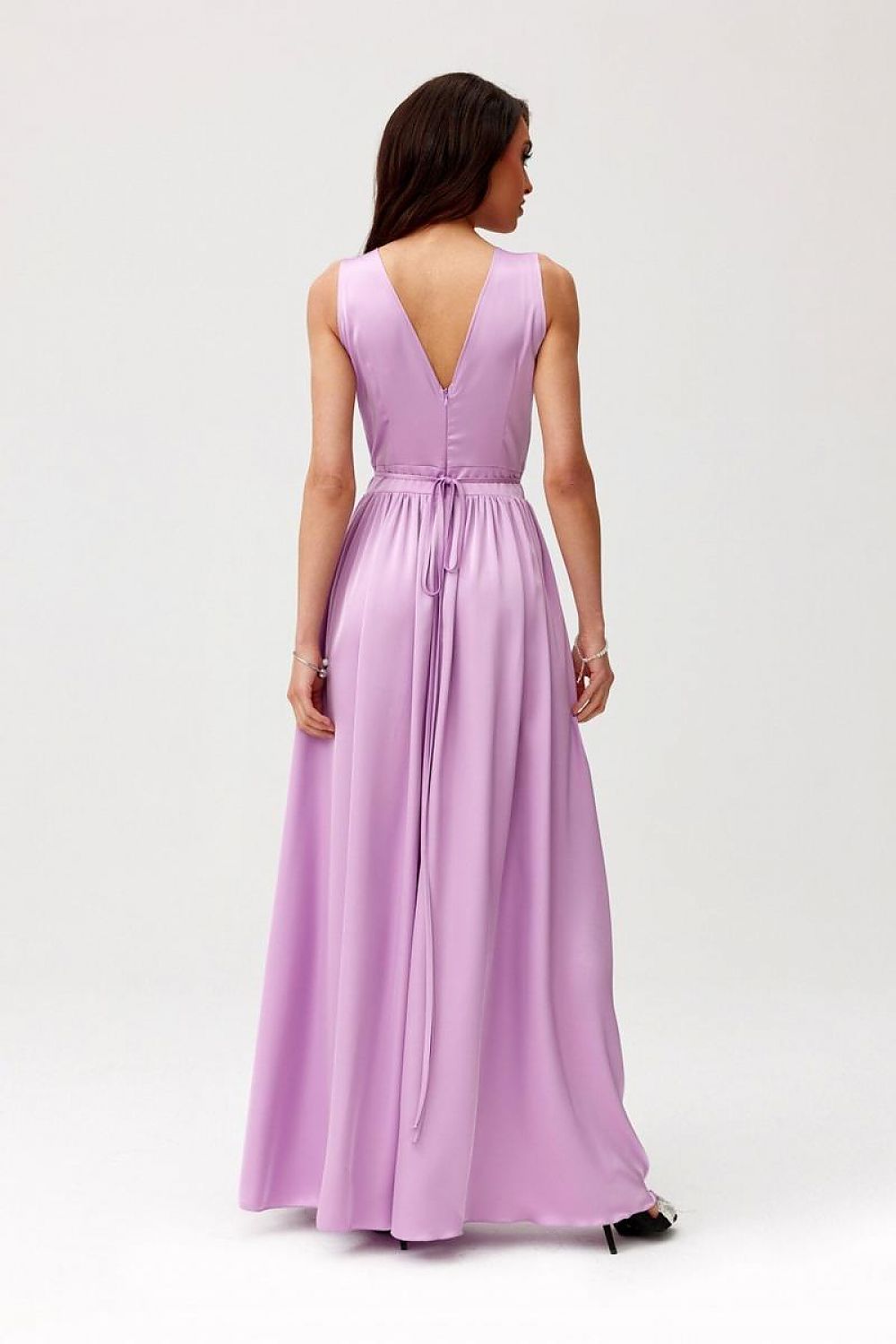 Roco Fashion Paloma Satin Maxi Cocktail Dress with Back Cutout