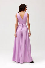 Roco Fashion Paloma Satin Maxi Cocktail Dress with Back Cutout