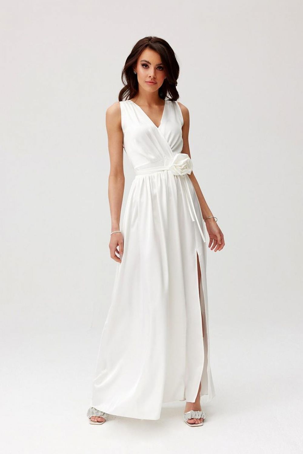 Roco Fashion Paloma Satin Maxi Cocktail Dress with Back Cutout