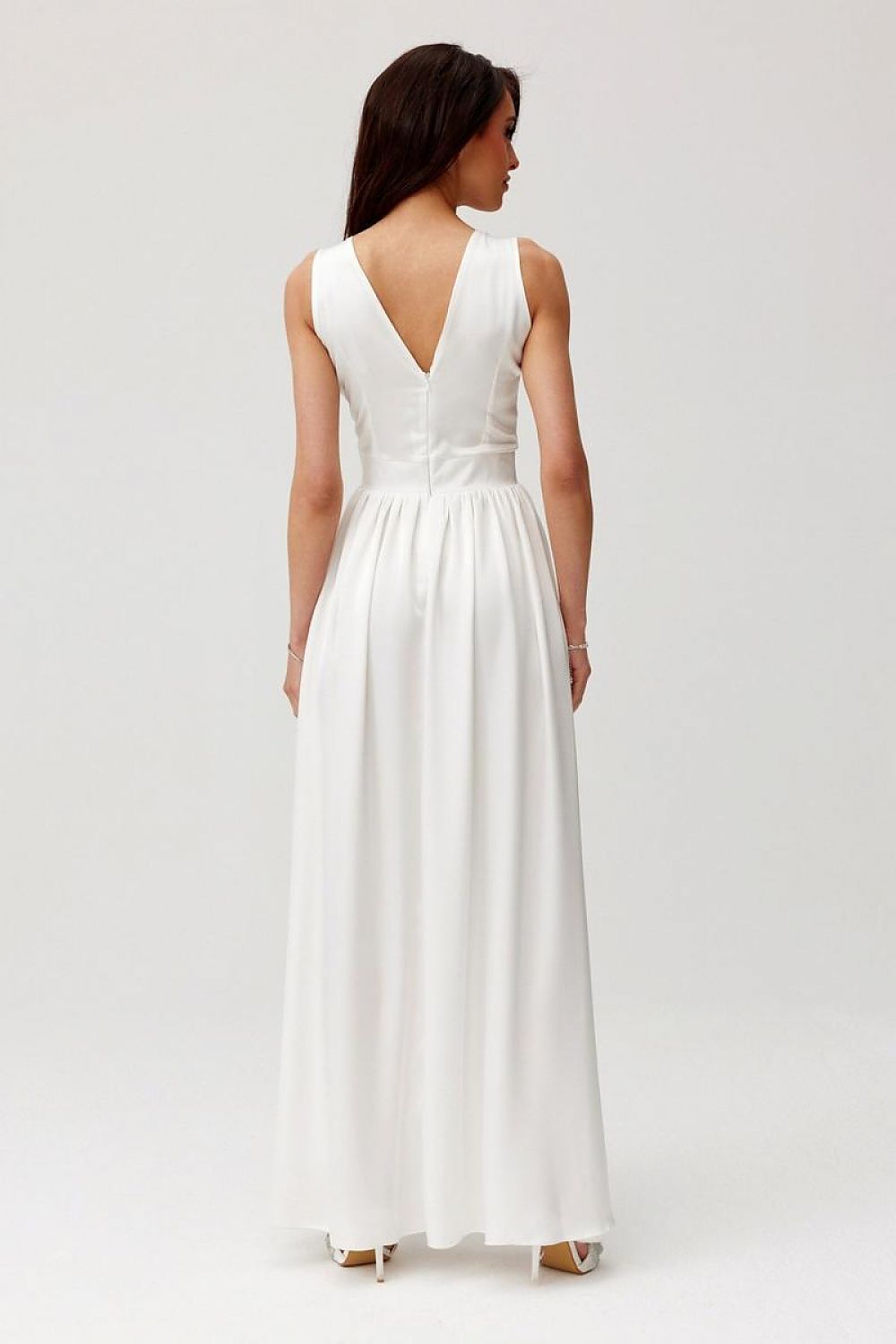 Roco Fashion Paloma Satin Maxi Cocktail Dress with Back Cutout