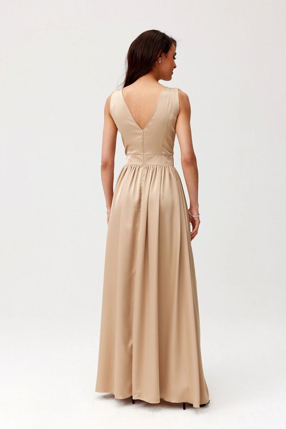 Roco Fashion Paloma Satin Maxi Cocktail Dress with Back Cutout