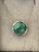 Round Shape Natural Stone Necklaces Silver Nile Green
