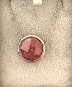 Round Shape Natural Stone Necklaces Silver Ruby Red