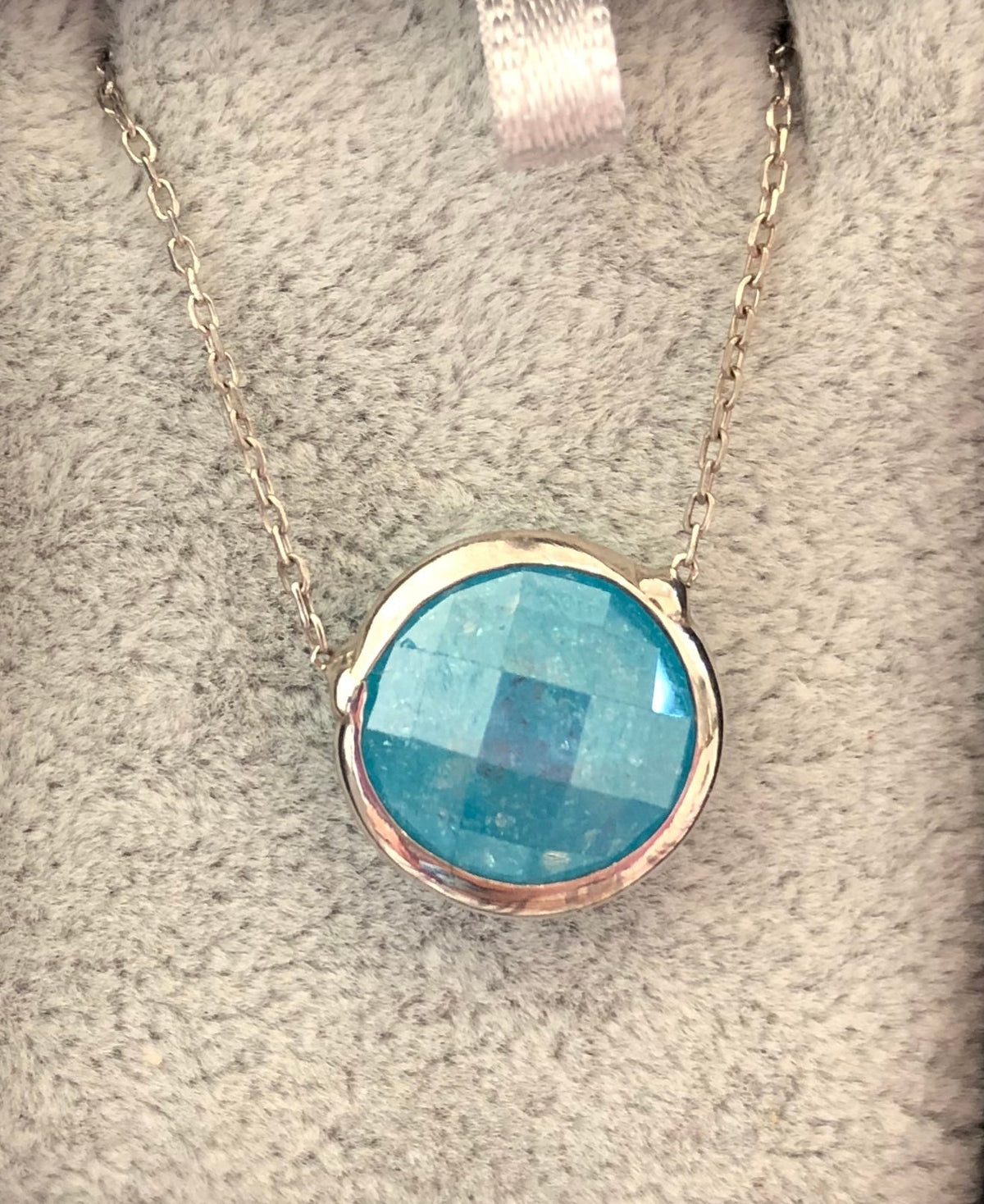 Round Shape Natural Stone Necklaces Silver Turquoise Blue