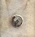 Round Shape Natural Stone Necklaces Silver Onix Grey