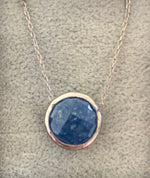 Round Shape Natural Stone Necklaces Silver Navy Blue